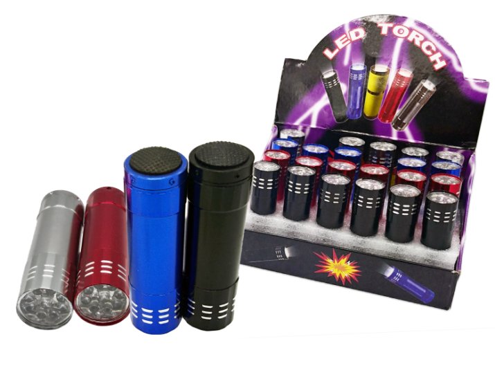 Linterna LED 8CM 9LED LED Light Colores Mixtos Rojo Azul Gris Negro