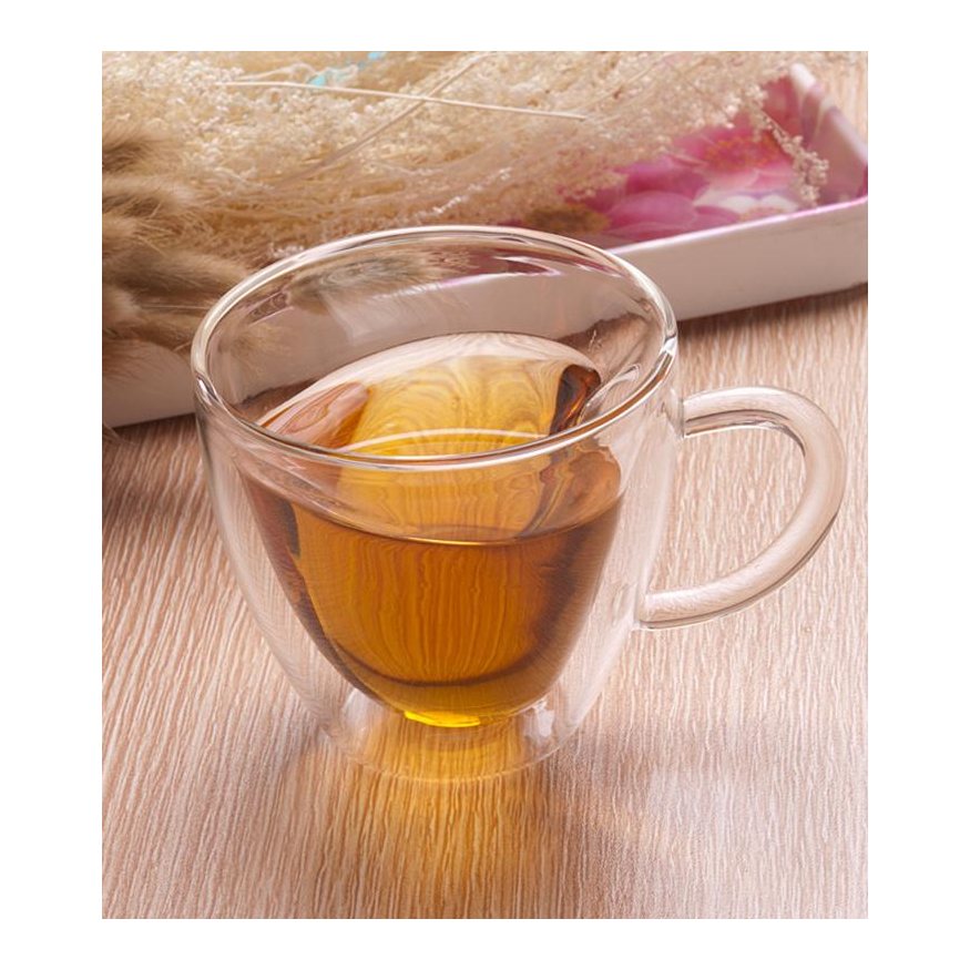 Taza de Vidrio Doble Fondo Forma de Corazon Grande 9.5*9.6CM - foto 2