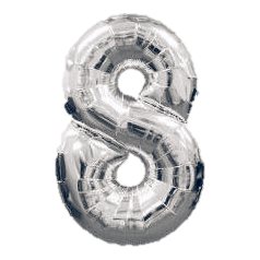 Globos Metalizados de Numeros 42“ Colores Dorado y Plata