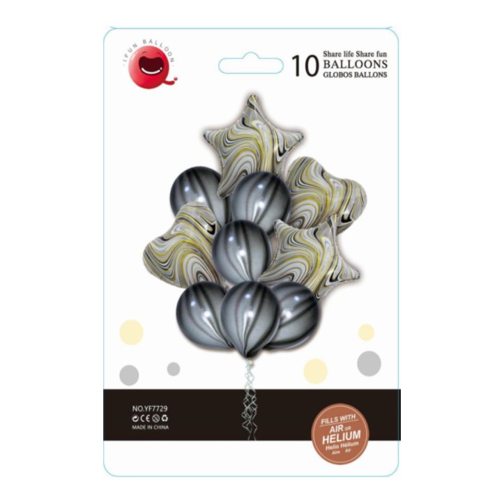 Kit de Globos Negros Metalizados Modelos Mixtos