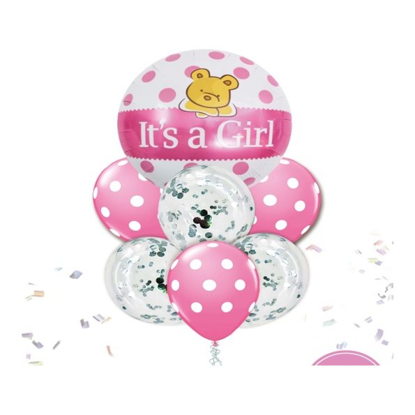 Kit de Globos Metalizados Tematicos Modelos Mixtos It’s a Girl
