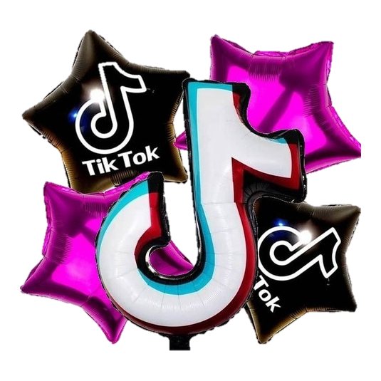 Set de Globos Metalizados TIK Tok. con Soporte