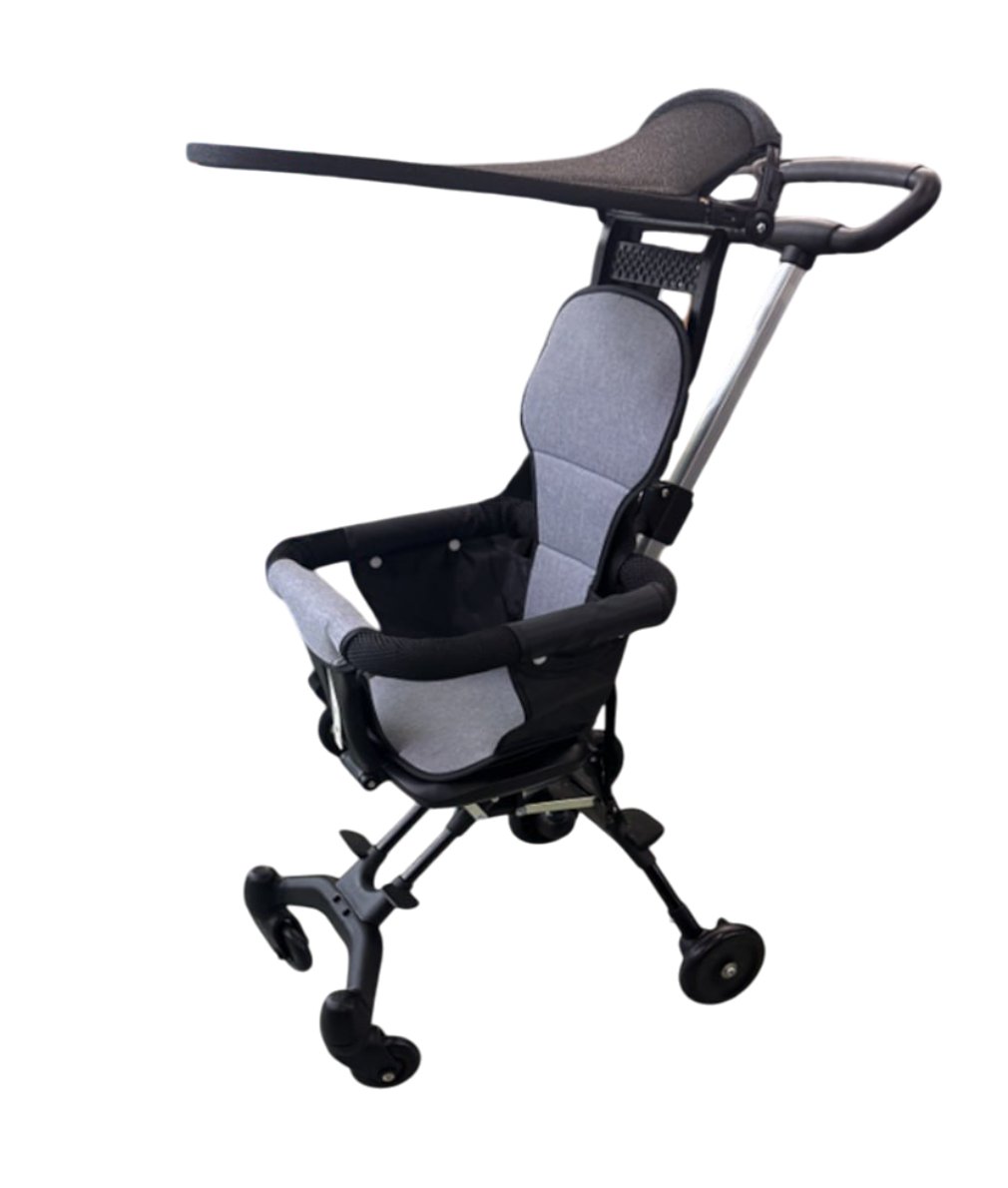 Coche para Bebé Plegable Ligero Color Gris / Chasis Negro con Techo