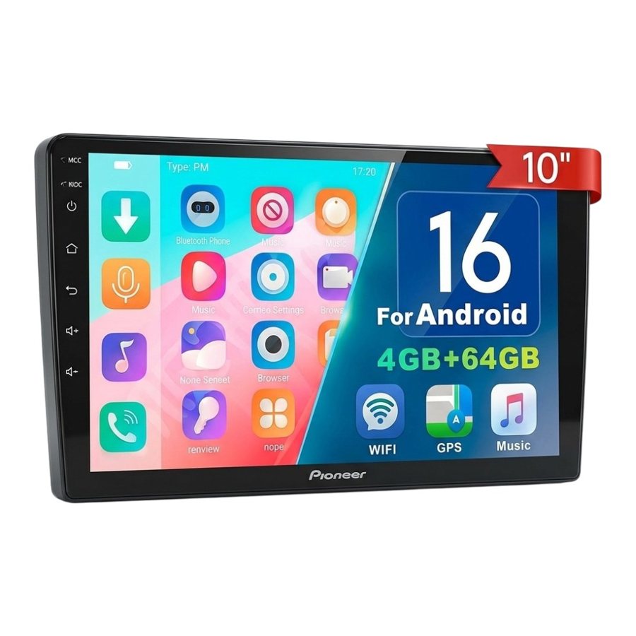 Pantalla Android 16 de 10" Pioneer AHD DSP IPS Display, 4G+64G ROM (real), 6580 PROFILE_x000B_INCLUYE KIT de Instalacion