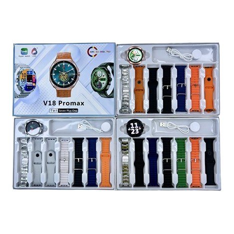 Reloj Inteligente Redondo V18 Promax (set 7 en 1)