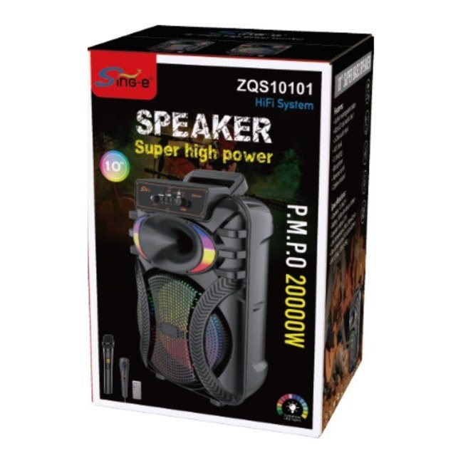 Corneta Bluetooth 10" 20000W Pmpo ZQS10101 Bateria 3000 Mah con Microfono - foto 2