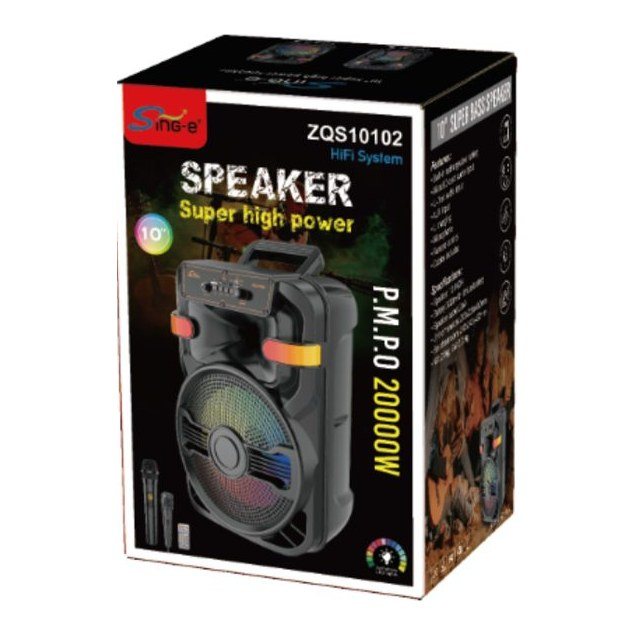Corneta Bluetooth 10" 20000W Pmpo ZQS10102 Bateria 3000 Mah con Microfono - foto 2