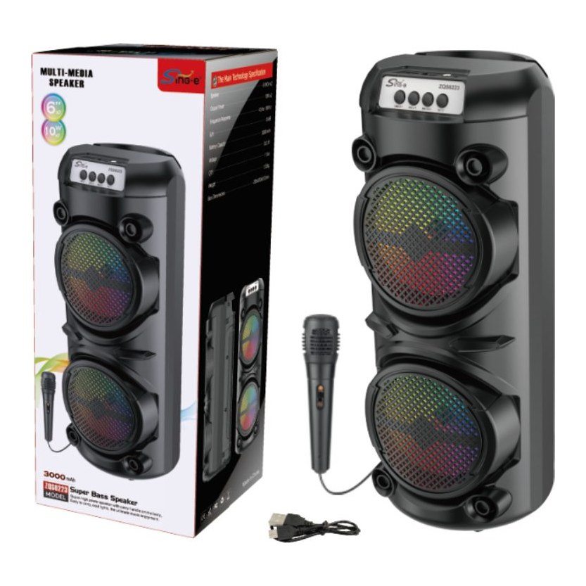 Corneta Bluetooth 2X6" 10WX2 ZQS6223 Bateria 3000 Mah con Microfono