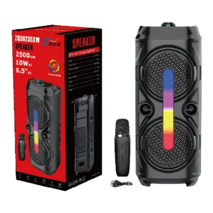 Corneta Bluetooth 2X6.5" 10WX2 ZQS6239XW Bateria 2500 Mah con Microfono
