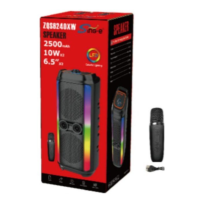 Corneta Bluetooth 2X6.5" 10WX2 ZQS6240XW Bateria 2500 Mah con Microfono